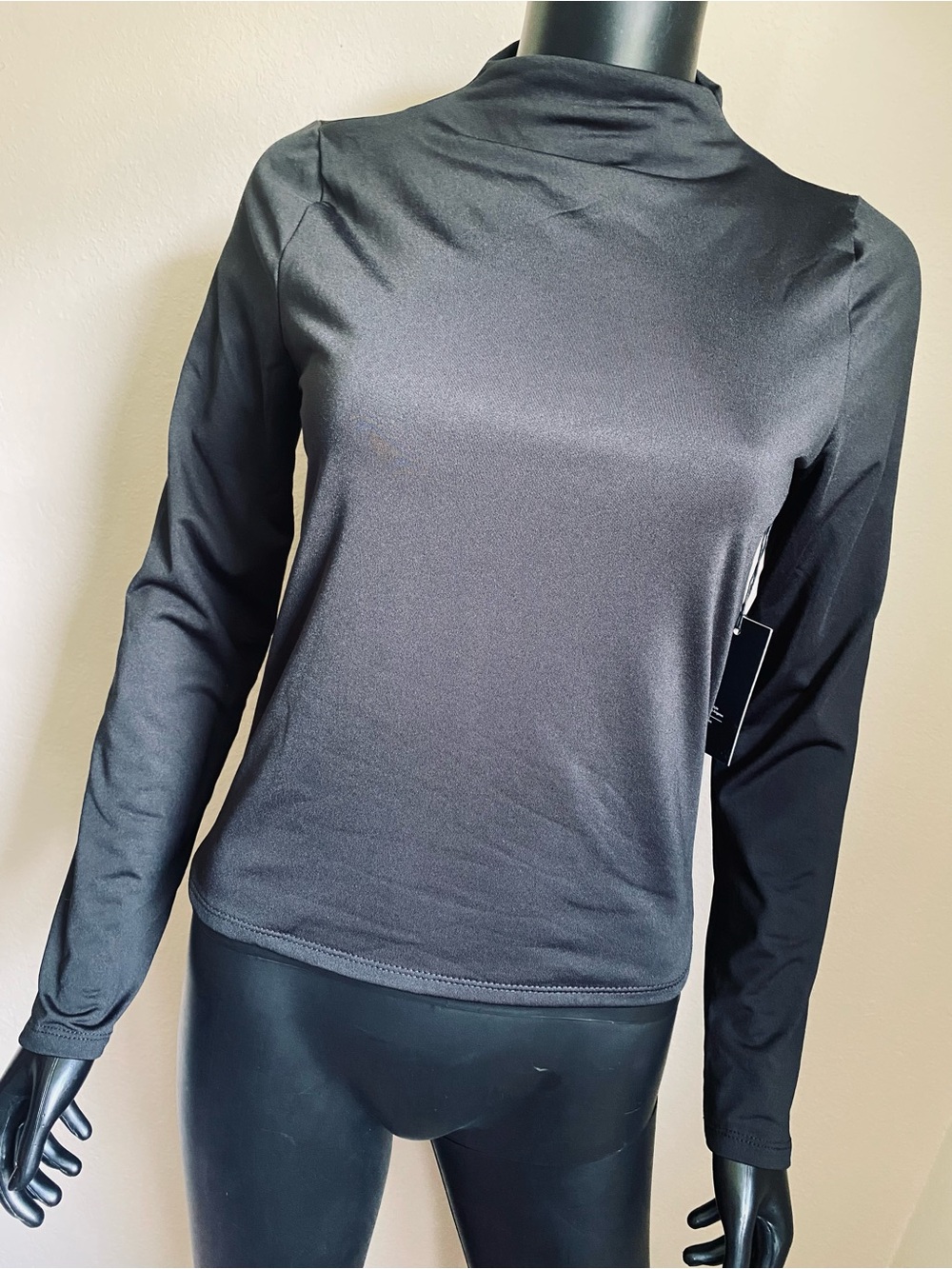 iris Black Mock Neck Long-Sleeve Top